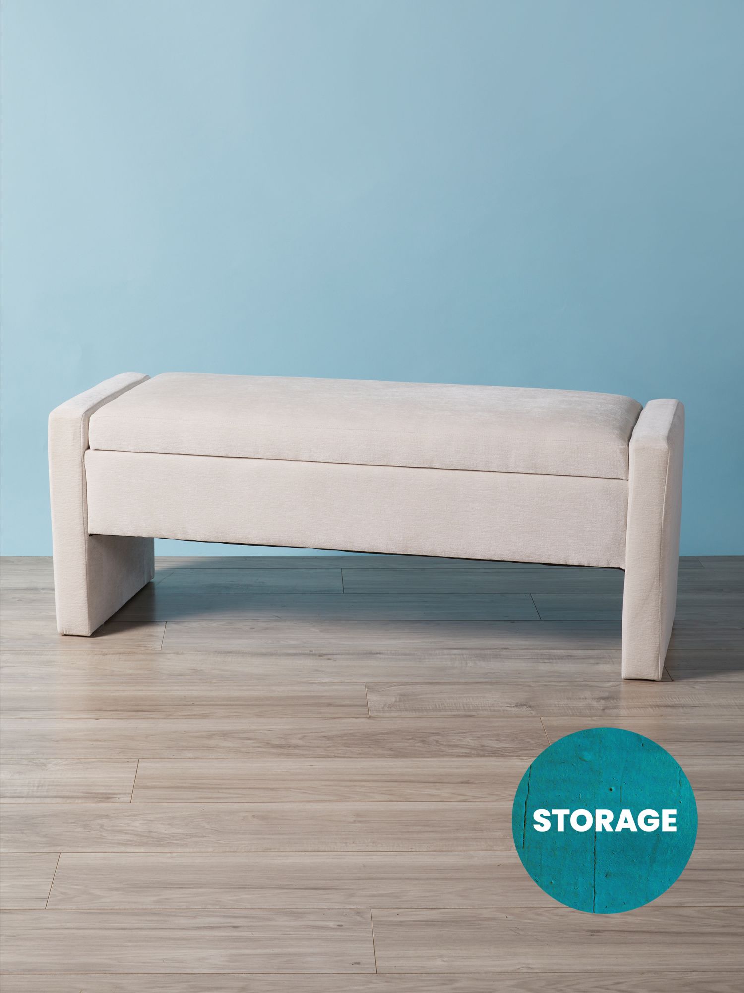 19x48 Braun Upholstered Storage Bench | HomeGoods