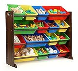 Tot Tutors Discover Collection Supersized Wood Toy Storage Organizer, Toddler, Espresso/Primary | Amazon (US)