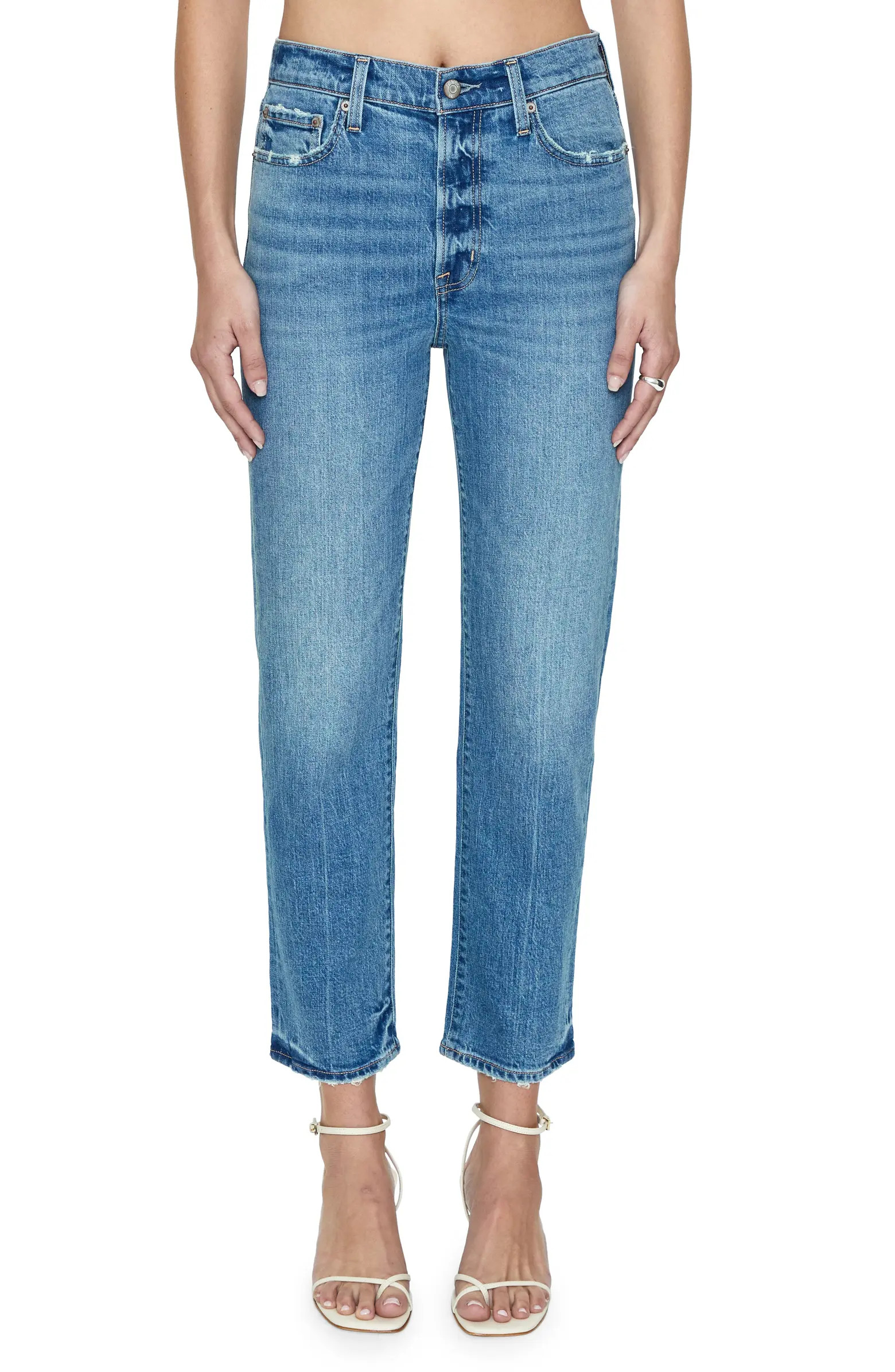 Pistola Charlie High Waist Frayed Ankle Straight Leg Jeans | Nordstrom | Nordstrom