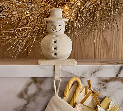 Terracotta Snowman Stocking Holder | Pottery Barn (US)