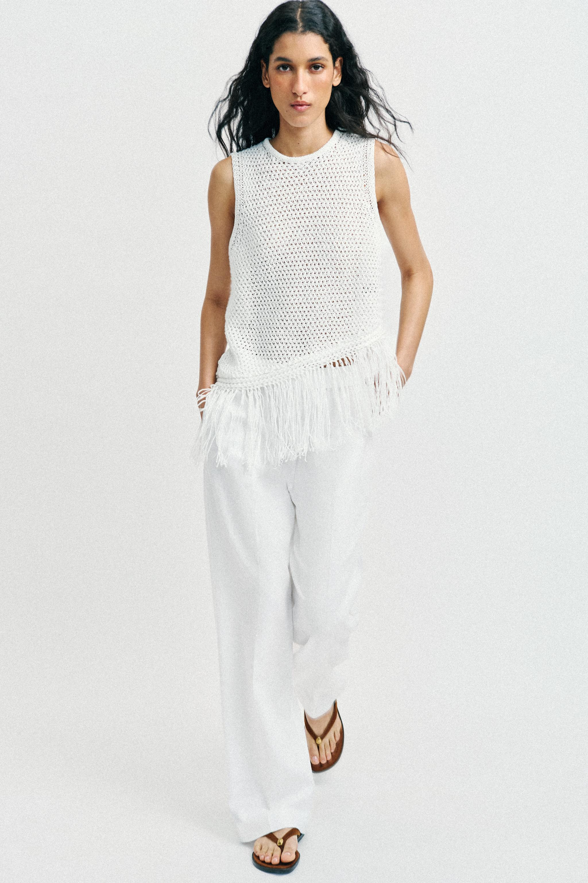 FRINGED KNIT TOP | Zara US