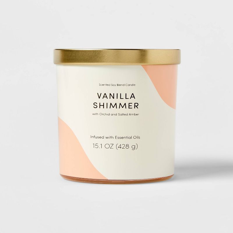 15.1oz Candle Color Block Artwork Vanilla Shimmer Orange/Cream - Opalhouse™ | Target