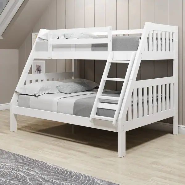 Twin-over-Full White Pine Wood Mission Bunk Bed - Standalone Bunk - White | Bed Bath & Beyond