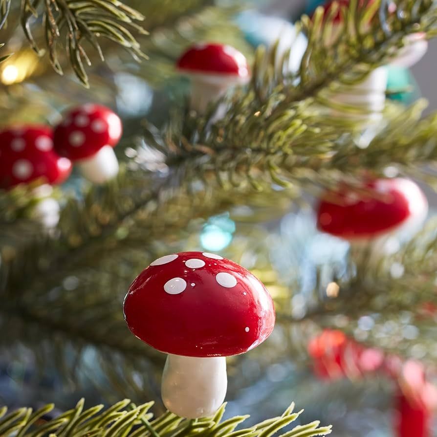 Lights4fun Set of 55 Whimsical Mini Mushroom Toadstool Christmas Tree Decorations Indoor Use | Amazon (UK)
