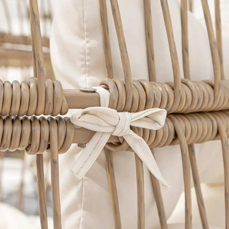 NICESOUL Outdoor Patio Lounge Chair Boho Stationary Wicker Yellow Egg Chair for Indoor Living Roo... | Walmart (US)