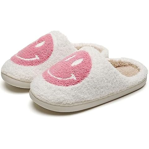 AIMINUO Women's Men's Retro Preppy Happy Face Slippers Comfy Warm Plush Slip-On House Slipper for... | Amazon (US)