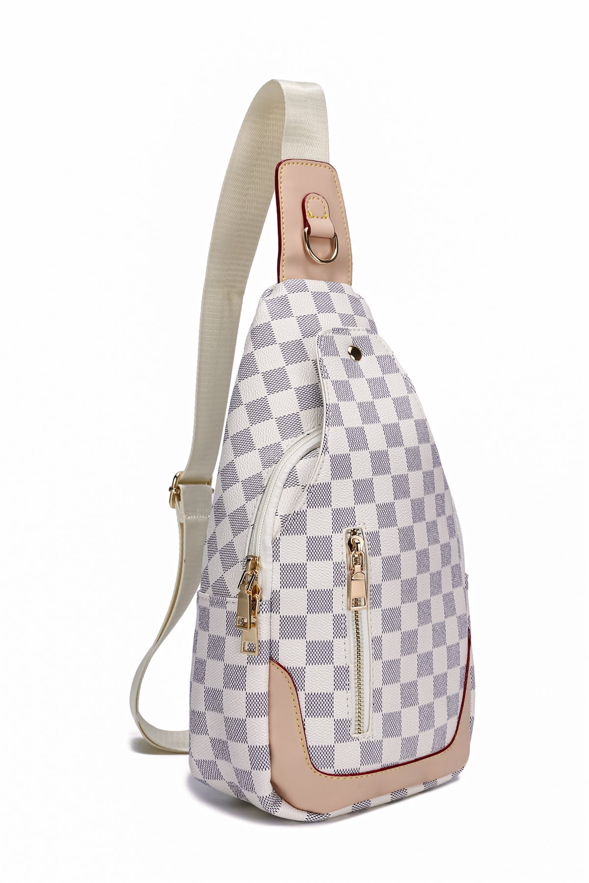 TWENTY FOUR Checkered Men Travel Shoulder Bag pouch Pocket Messerage Tote White | Walmart (US)
