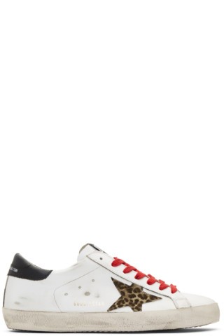 White & Black Leopard Superstar Sneakers | SSENSE 