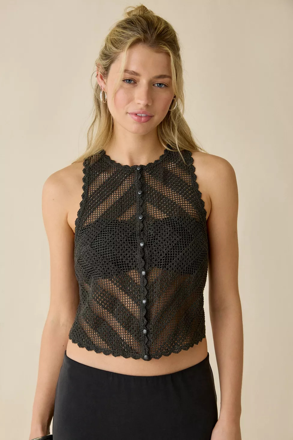 Kimchi Blue Gigi Sheer Crochet Vest Top | Urban Outfitters (US and RoW)