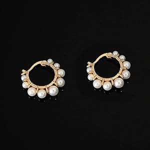 Pearl Hoop Earrings for Women Fashion Dangle Hypoallergenic Layer Earrings Drop Dangle Earrings G... | Amazon (US)