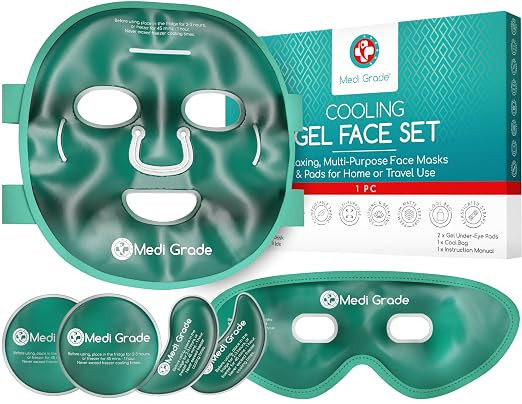 Medi Grade Kühlmaske Gesicht und Kühlende Augenpads – Augenmaske Kühlend mit Geltechnologie,... | Amazon (DE)