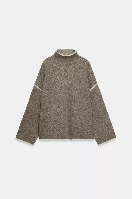 CONTRAST PIPING KNIT SWEATER | Zara US