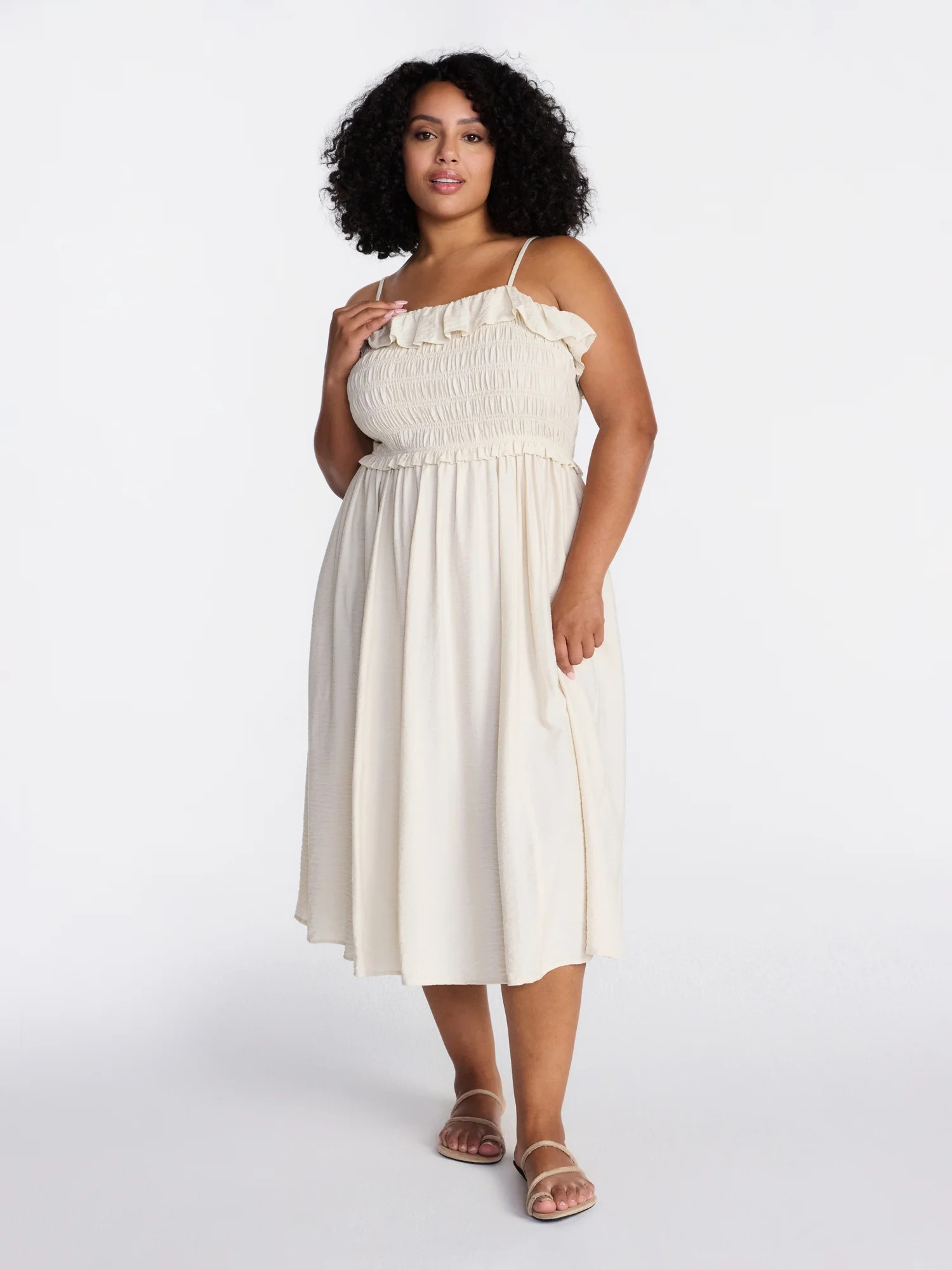 Time and Tru Women's Sleeveless Smocked Midi Dress, Sizes XS-XXXL | Walmart (US)