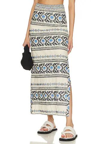 Johanna Ortiz Namtrik Maxi Skirt in Tropic Ecru & Blue from Revolve.com | Revolve Clothing (Global)