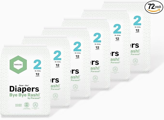 PARASOL Clear+Dry Disposable Diapers | RashShield Protection, Leakproof Design, Hypoallergenic Di... | Amazon (US)