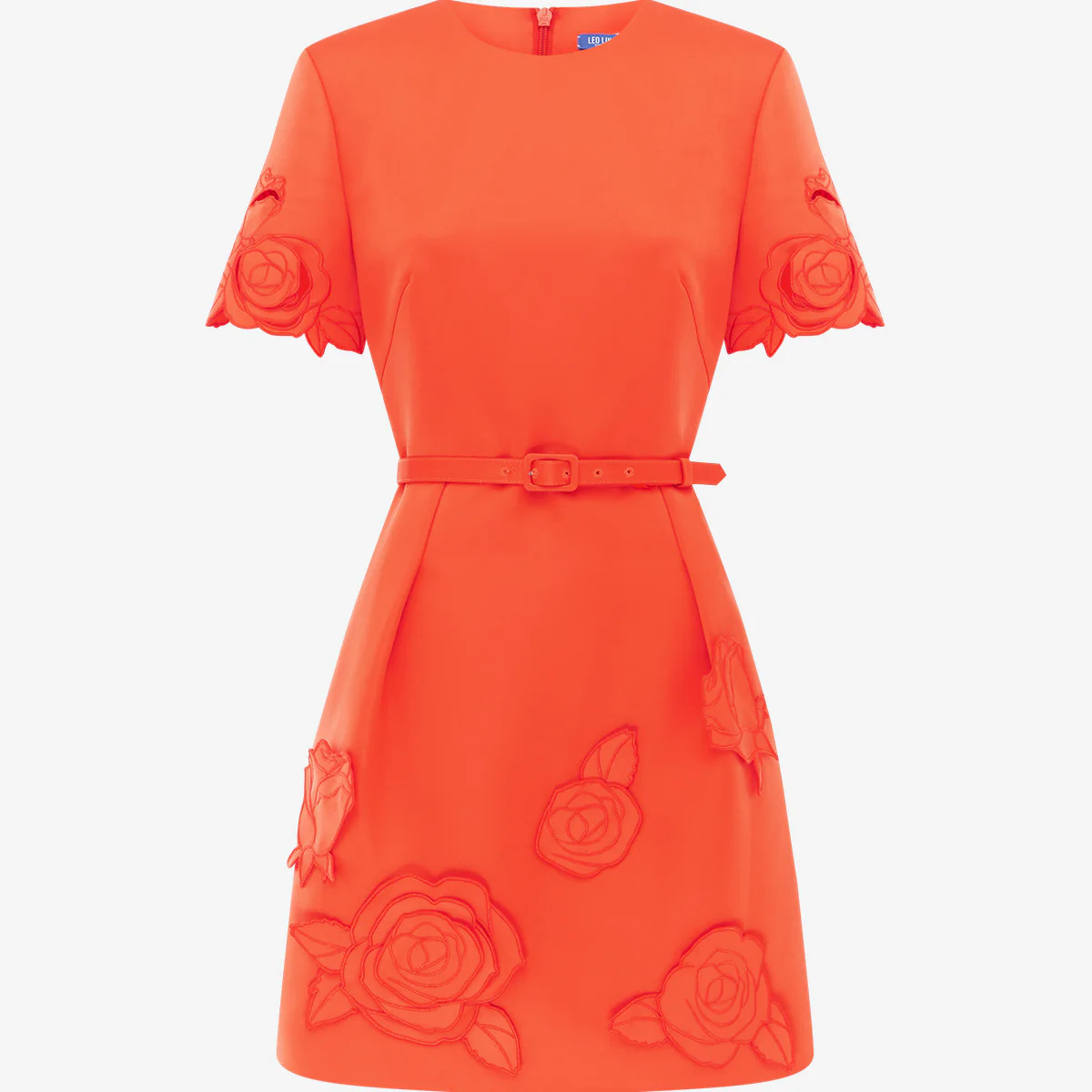 Aurelie Appliqué Short Sleeve Mini Dress - Saffron | LEO LIN US