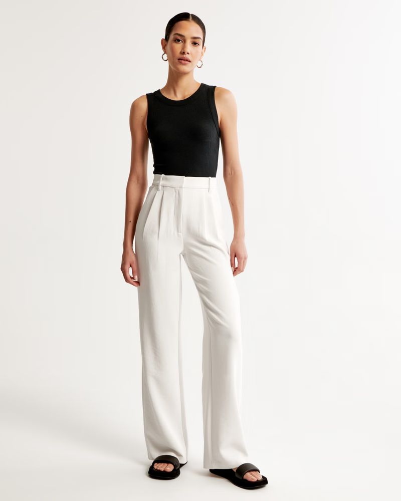 A&F Sloane Tailored Premium Crepe Pant | Abercrombie & Fitch (US)