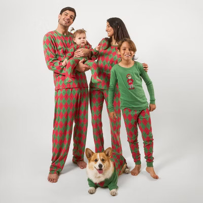 Leveret Cotton Matching Family Christmas Pajamas Argyle Red & Green | Target