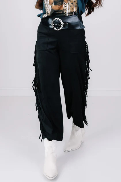 Lysse Black Cooper Fringe Wide Leg Pant | The Willow Tree