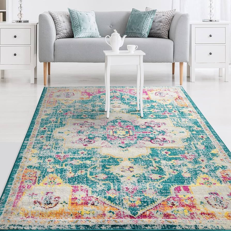 Antep Rugs Elite 5x7 Vintage Bohemian Distressed Oriental Medallion Indoor Area Rug (Blue, 5' x 7... | Amazon (US)