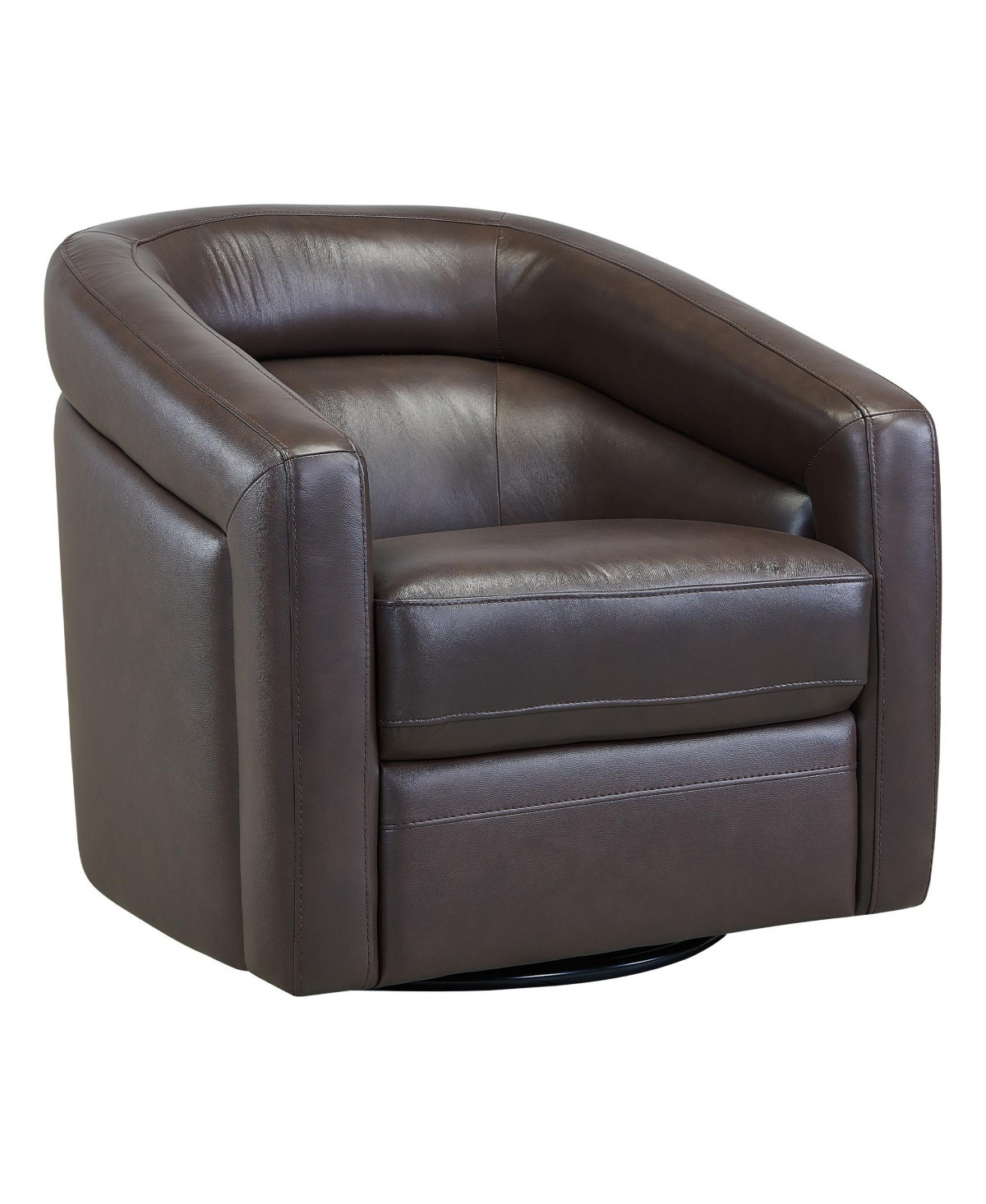 Desi 32" Genuine Leather in Contemporary Swivel Accent Chair - Espresso | Macy's