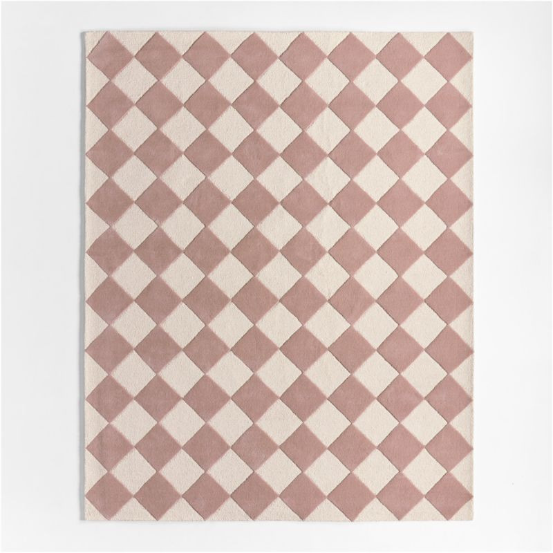 Checkerboard Purple Wool Kids Area Rug 5'x8' | Crate & Kids | Crate & Barrel