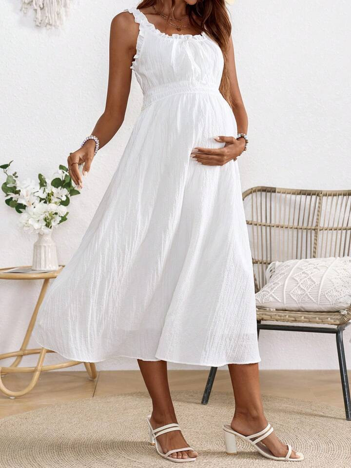 SHEIN Maternity City Getaway Shoulder Strap Lead Clean Weave Pregnancy Dress | SHEIN