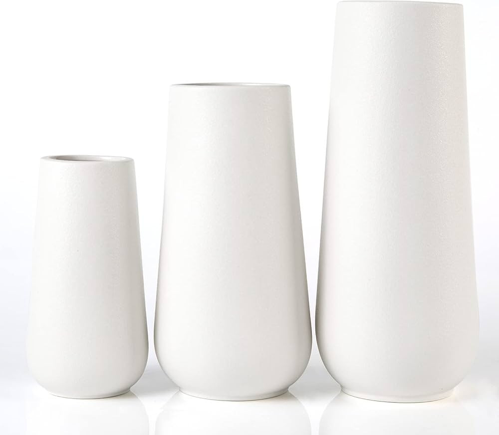 YGEOMER 3pcs Ceramic Vase Set Pampas Grass White Vase Flowers Vase for Home Decor Bedroom Living ... | Amazon (US)