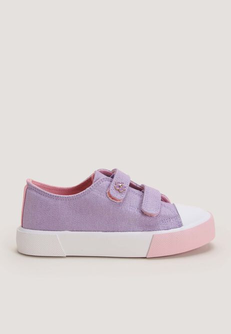 Younger Girls Lilac Glitter Velcro Trainers | Peacocks