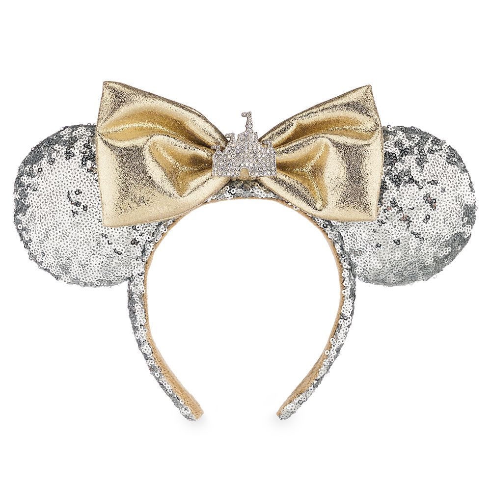 Minnie Mouse Sleeping Beauty Castle Ear Headband – Silver Sequins – Disneyland | Disney Store