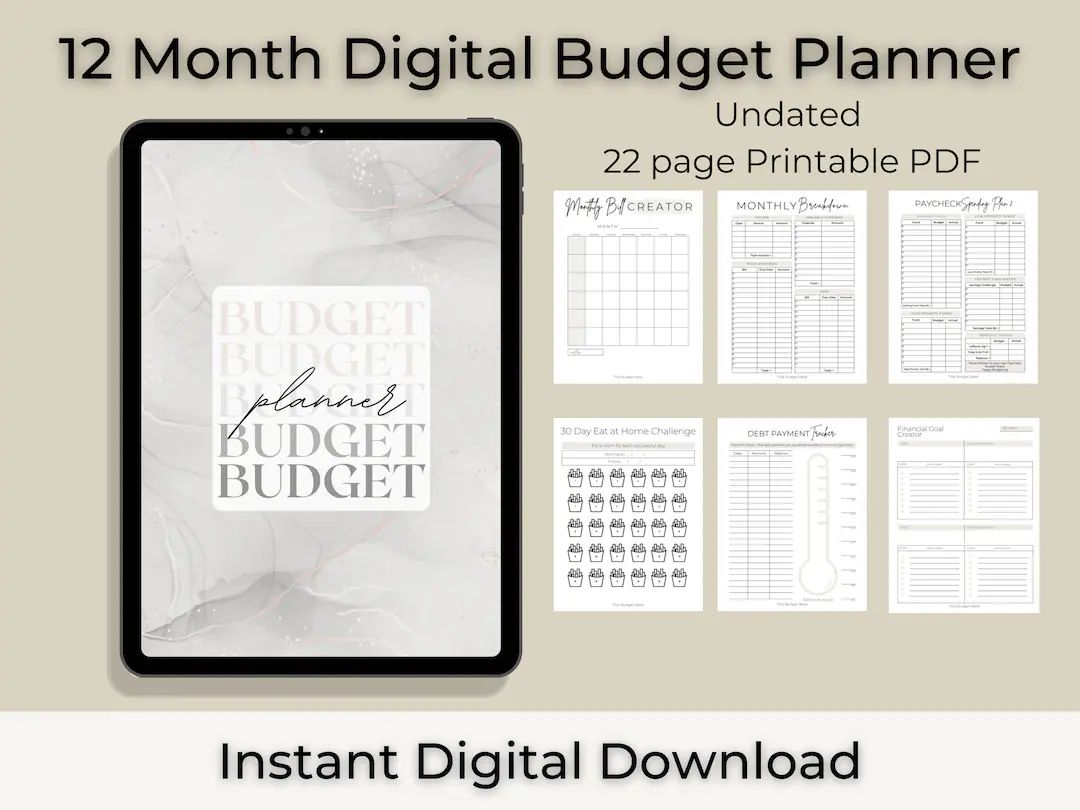 12 Month Undated DIGITAL Budget Planner PDF Download Beginner Budgeting Paycheck Budgeting Monthl... | Etsy (US)