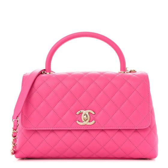 Caviar Quilted Small Coco Handle Flap Dark Pink | FASHIONPHILE (US)