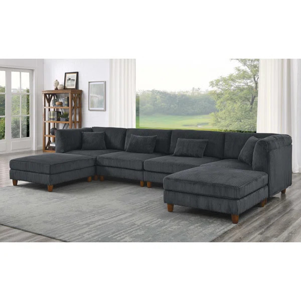 Callazo 6 - Piece Corduroy Sectional | Wayfair North America