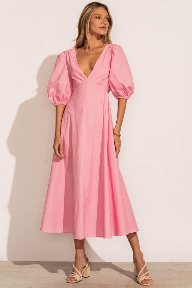 Jennica Midi Dress in Pink - böhme | Böhme US
