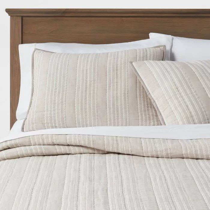 Gray Stitched Stripe Quilt - Threshold | Target