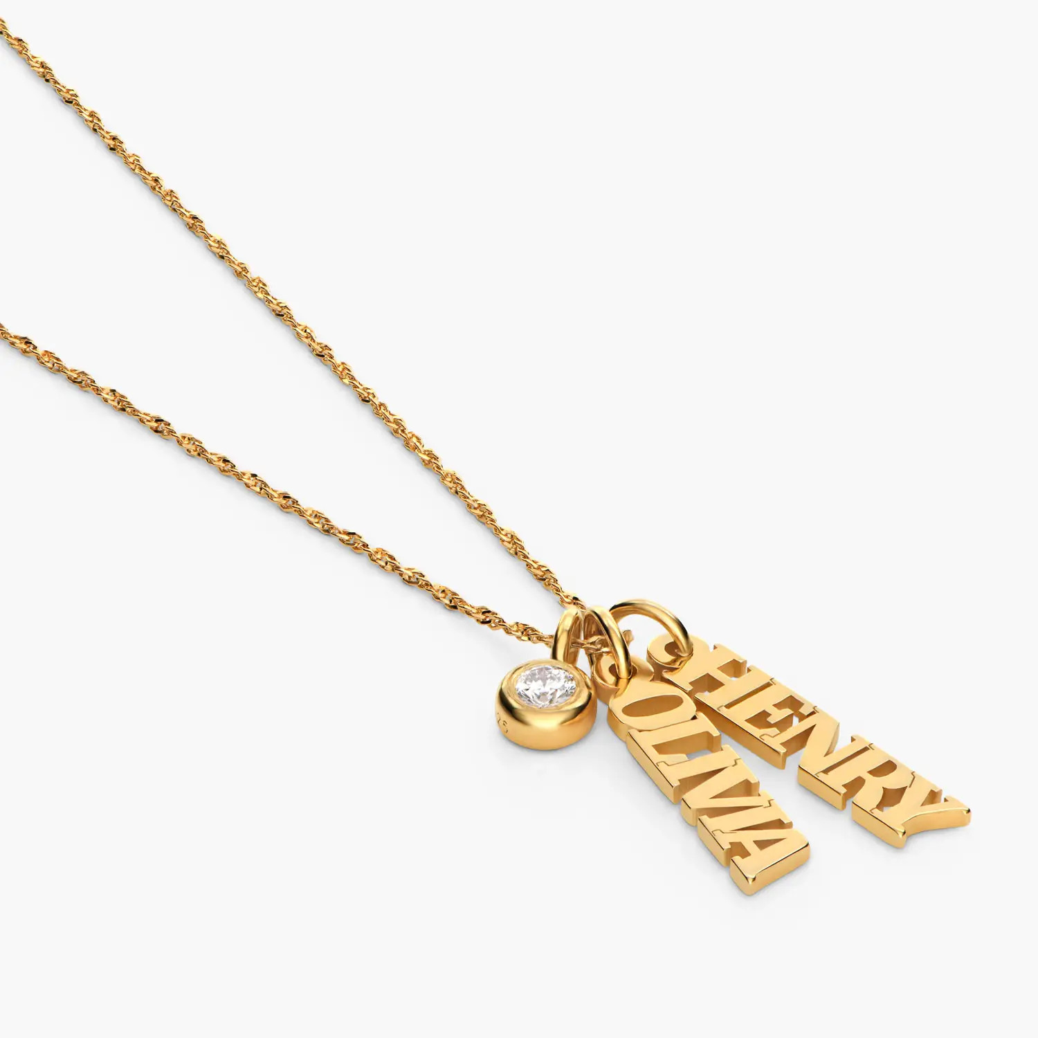 Singapore Chain Name Necklace with Diamond -  Vermeil | Oak & Luna (US)