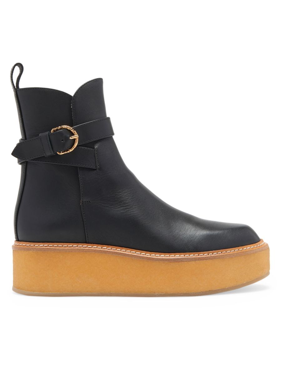 Lennox Leather Ankle-Buckle Platform Boots | Saks Fifth Avenue
