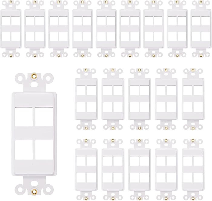 4-Port Decorator Insert with Nut, Wall Plate Adapter, White (4 Port 20 Pack) | Amazon (US)