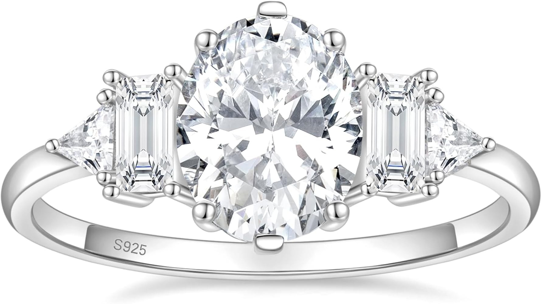 EAMTI 3CT 925 Sterling Silver Wedding Rings for Women Oval Cut Cubic Zirconia Engagement Promise ... | Amazon (US)