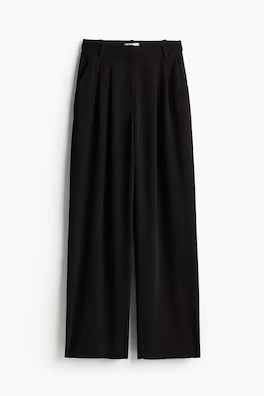 Wide-Leg Linen-Blend Pants - Black - Ladies | H&M US | H&M (US + CA)