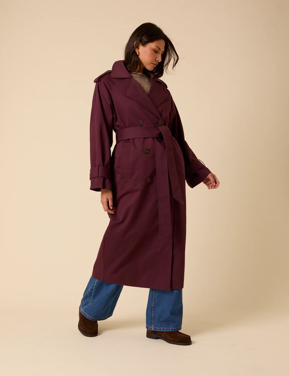 Burgundy Double Breasted Trench Coat | Nobody's Child