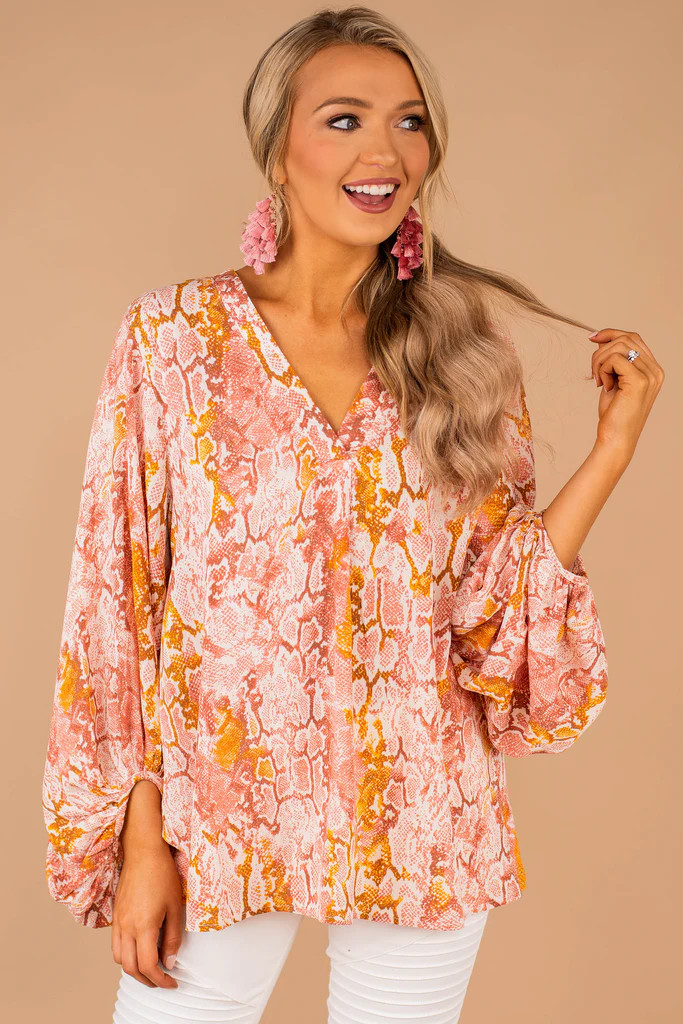 The Best Of Me Salmon Pink Snake Top | The Mint Julep Boutique
