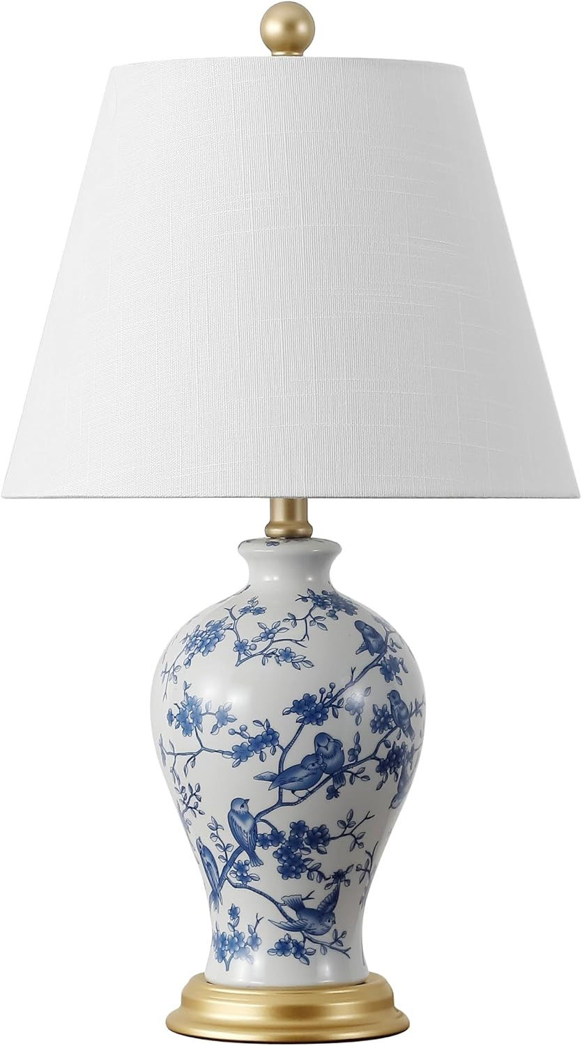 JONATHAN Y Grace 24" French Country Floral Urn Ceramic Lamp, Blue/White | Amazon (US)