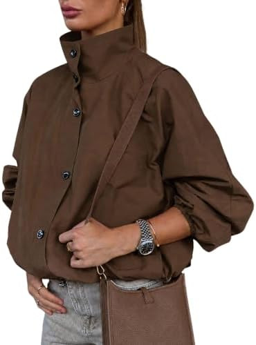 Daacee Women Funnel Neck Windbreaker Jacket Lightweight Bomber Jackets | Trendy Oversized Streetw... | Amazon (US)