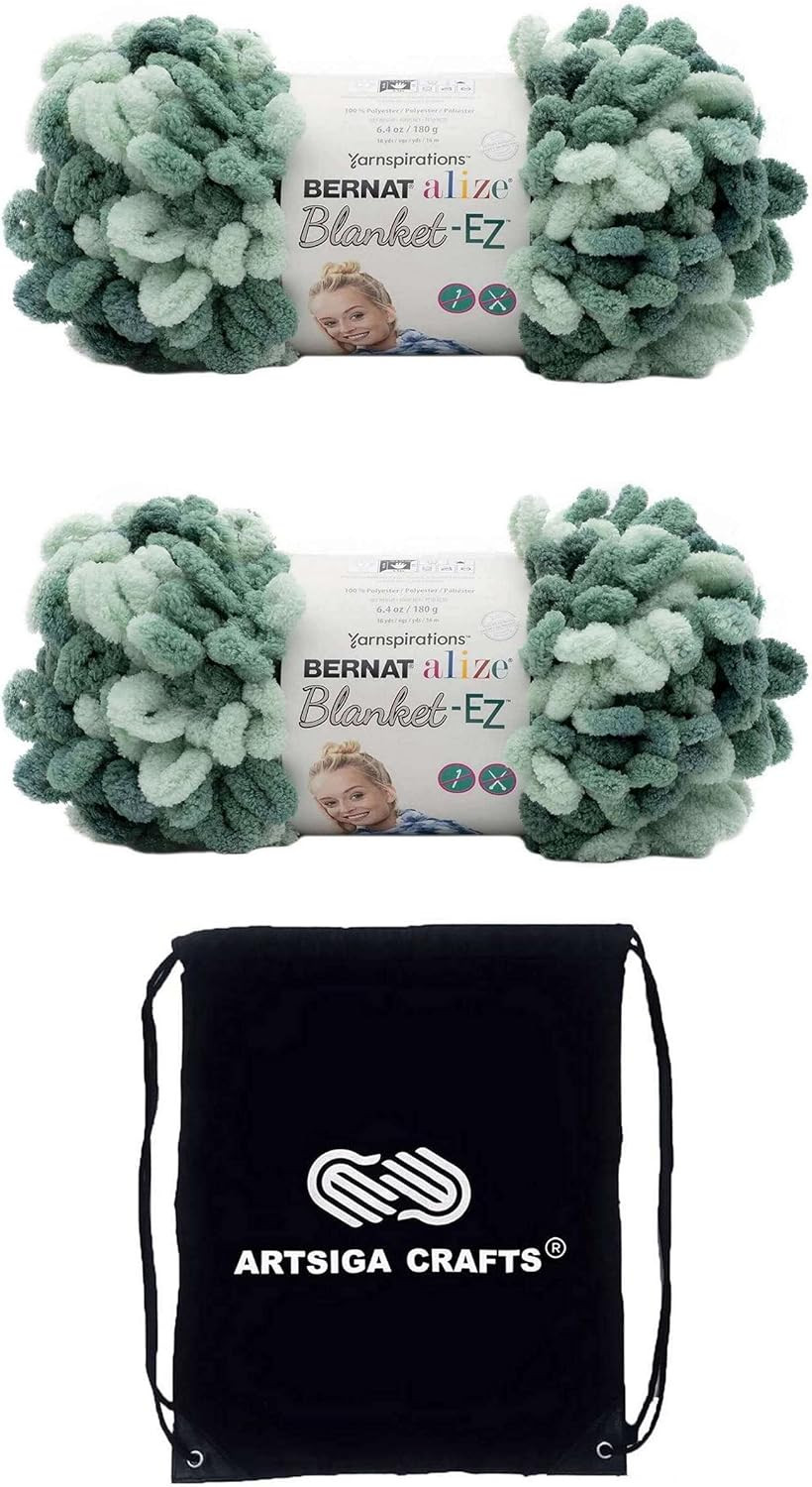 Bernat Alize Blanket-EZ Yarn Hedge Green Variegated 161037-37047 (2-Skeins) Same Dye Lot Soft 100... | Amazon (US)