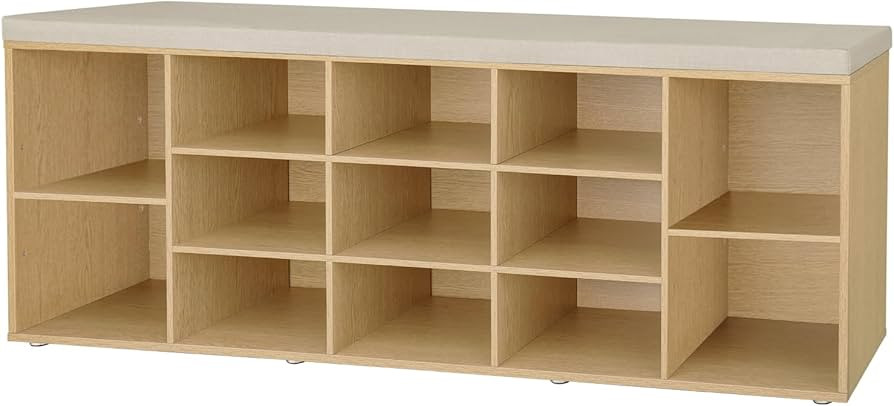 DINZI LVJ Shoe Storage Bench with Cushion, 13-Cubby Shoe Rack, Adjustable Shelves, Multifunctiona... | Amazon (US)