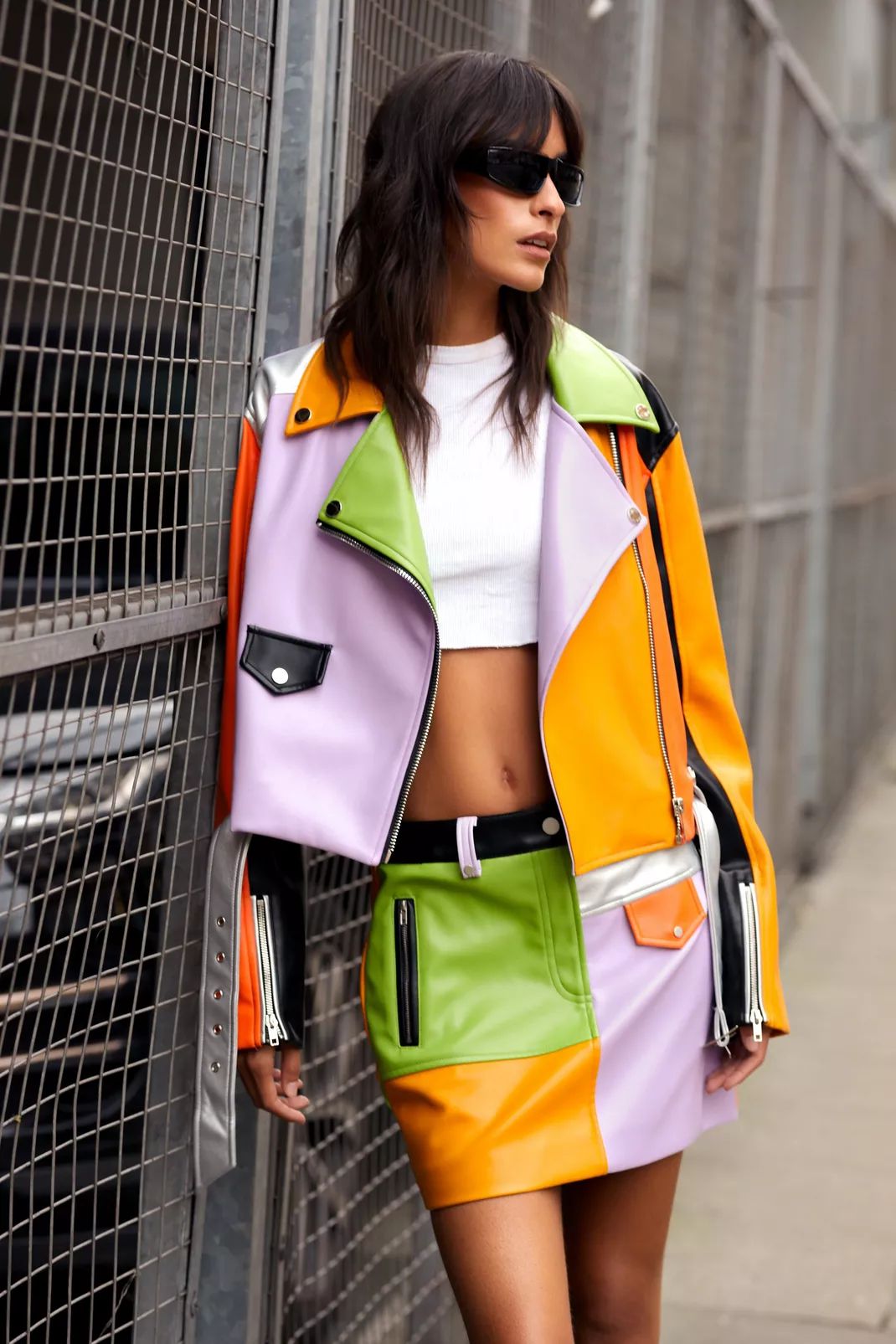 Color Block Faux Leather Mini Skirt | Nasty Gal (US)