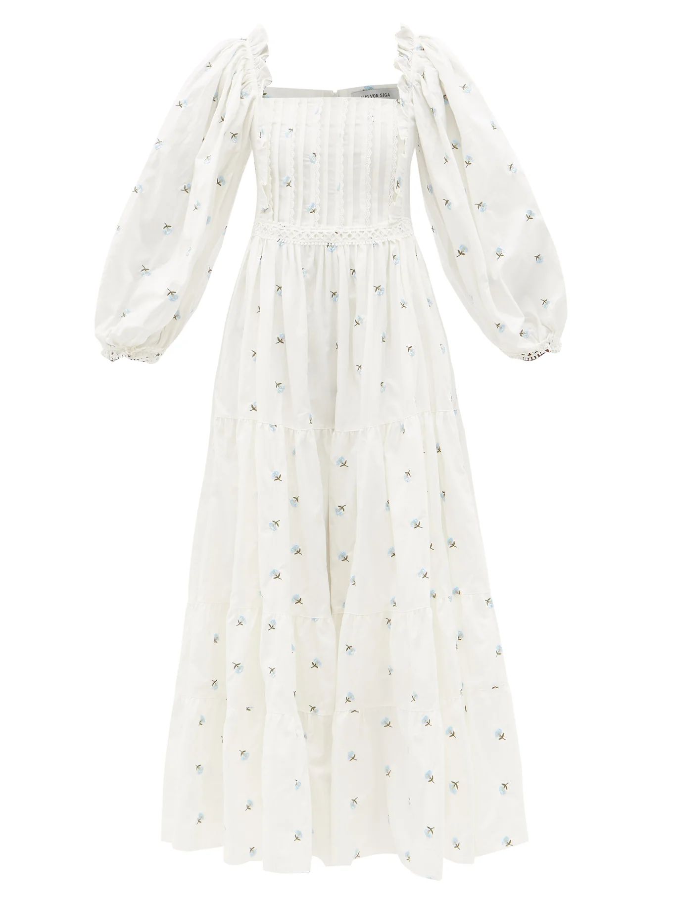 Daphne floral-embroidered cotton-poplin dress | Lug Von Siga | Matches (US)