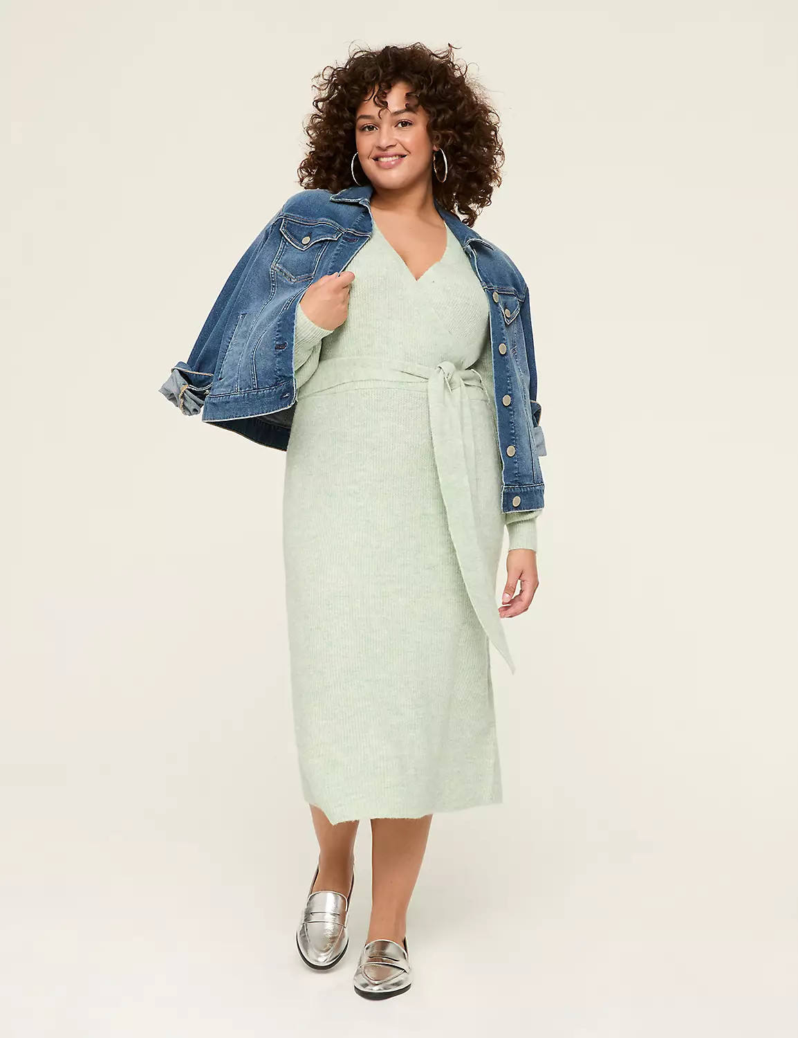 Faux-Wrap Sweater Midi Dress | Lane Bryant (US)