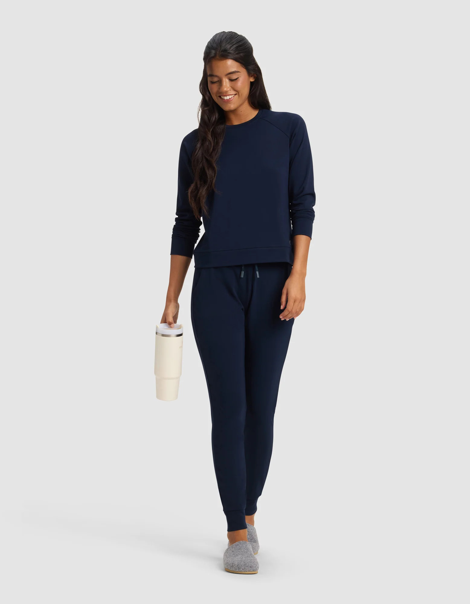 Women's Brushed Bamboo Viscose Jogger Set in Navy (Size: Large) - Cozy Earth | Cozy Earth